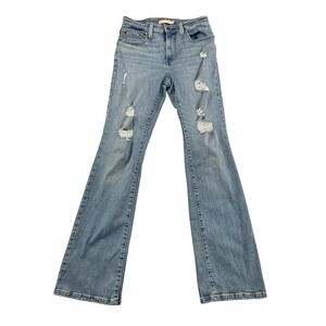 Levi's 725 Jeans Womens 28 Blue High Rise Bootcut Light Wash Stretch Denim